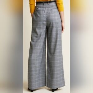 Modcloth Blue-Gray Plaid Wide Leg Pants